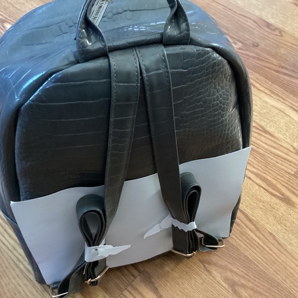 BEBE Dark Gray Rena Croco Large Backpack - Picture 5 of 8